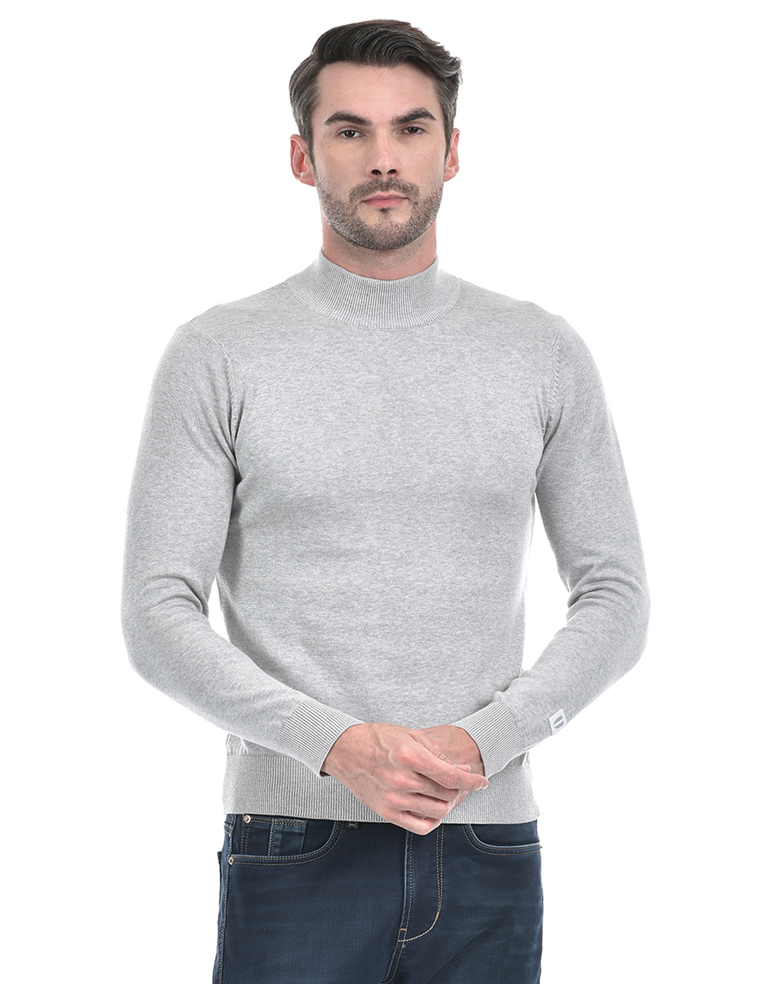 Numero Uno Men Solid Grey Sweater